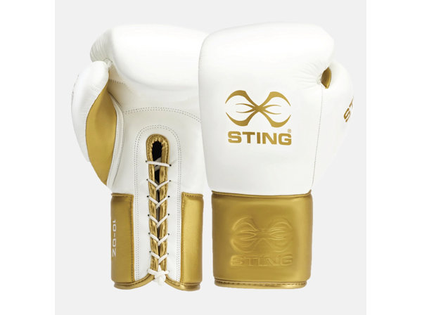 Sting Boxing Evolution Pro Contest Leather Gloves White Gold